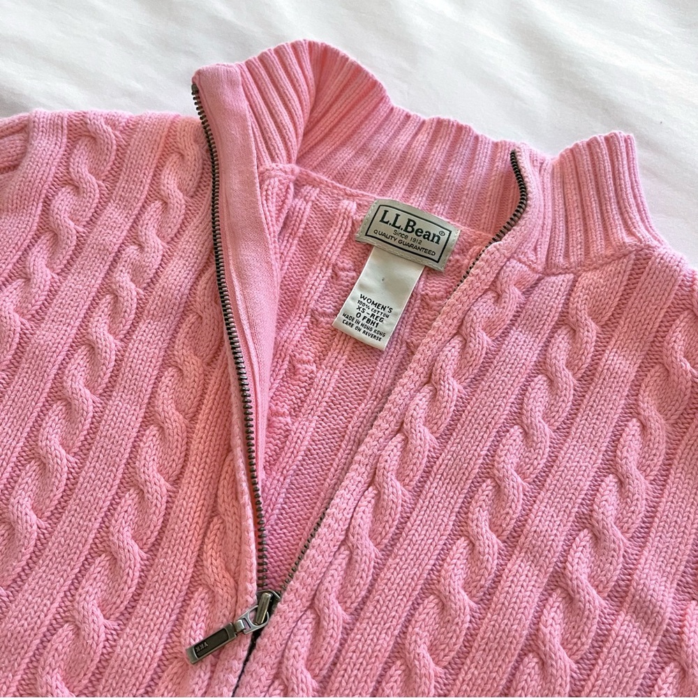 L.L.Bean Cable Knit Sweater Jacket - Picture 4 of 4
